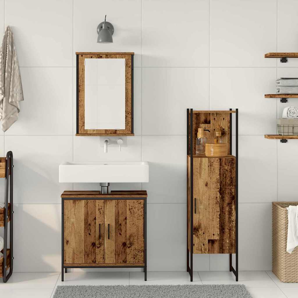 vidaXL Badezimmermöbel Set mit Speicher 3 pcs Braun 33 x 33 x 120.5 cm