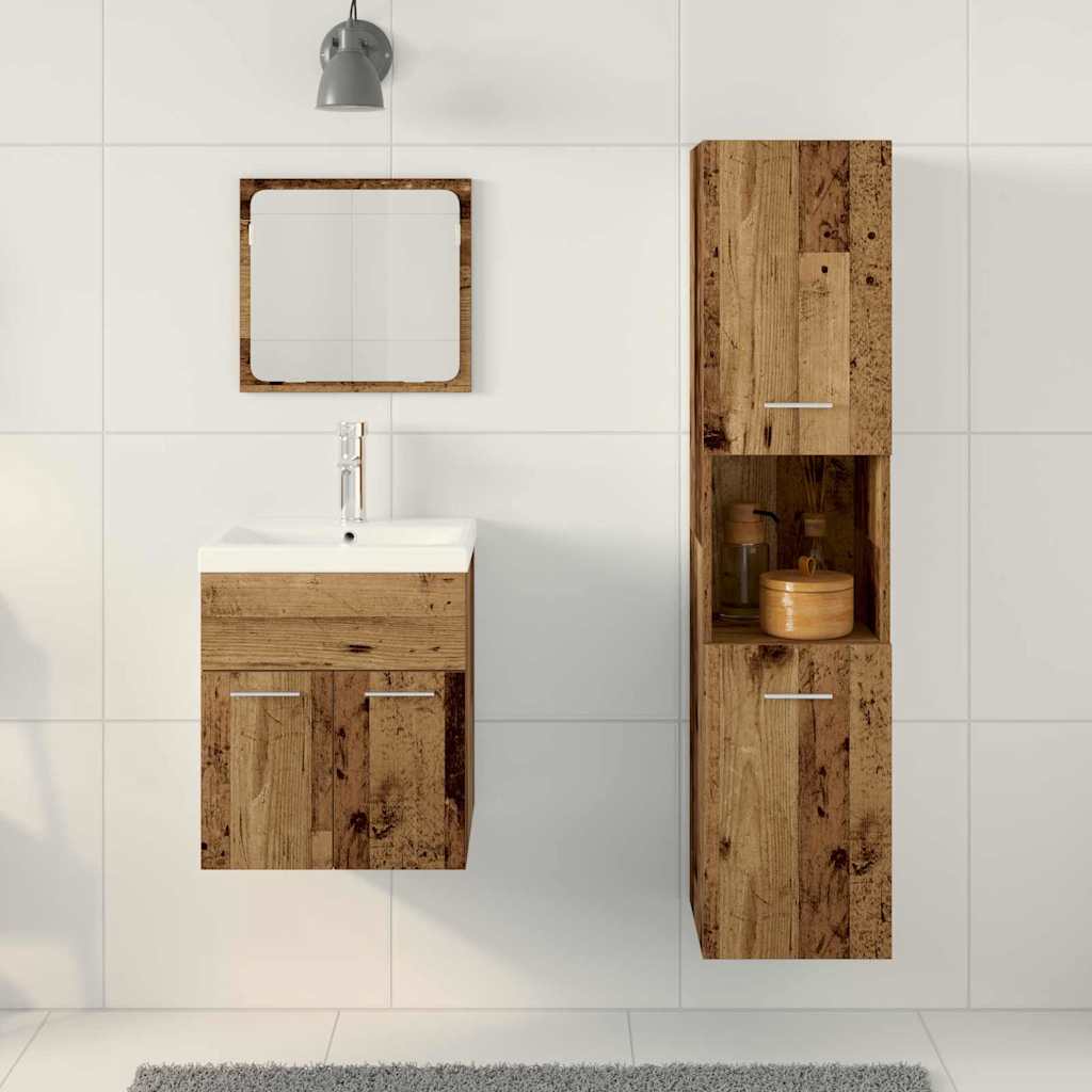 vidaXL Badezimmermöbel-Set mit Schubladen 4 pcs Altholz Holzwerkstoff