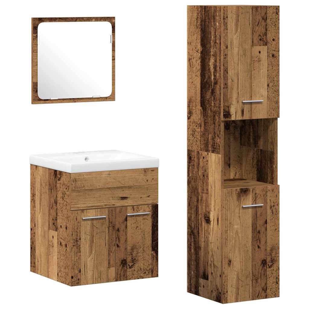 vidaXL Badezimmermöbel-Set mit Schubladen 4 pcs Altholz Holzwerkstoff