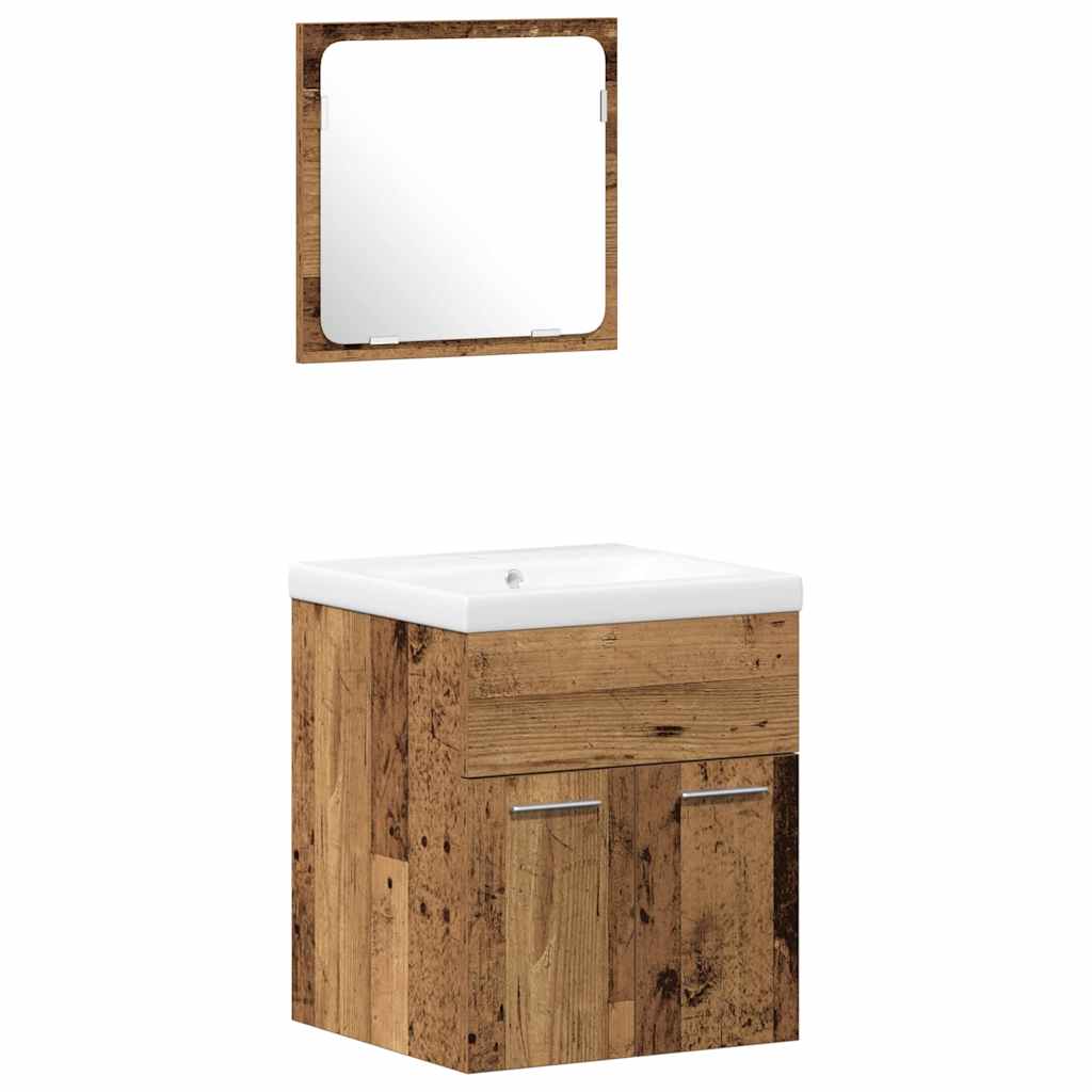vidaXL Badezimmermöbel-Set mit Schubladen 4 pcs Altholz Holzwerkstoff