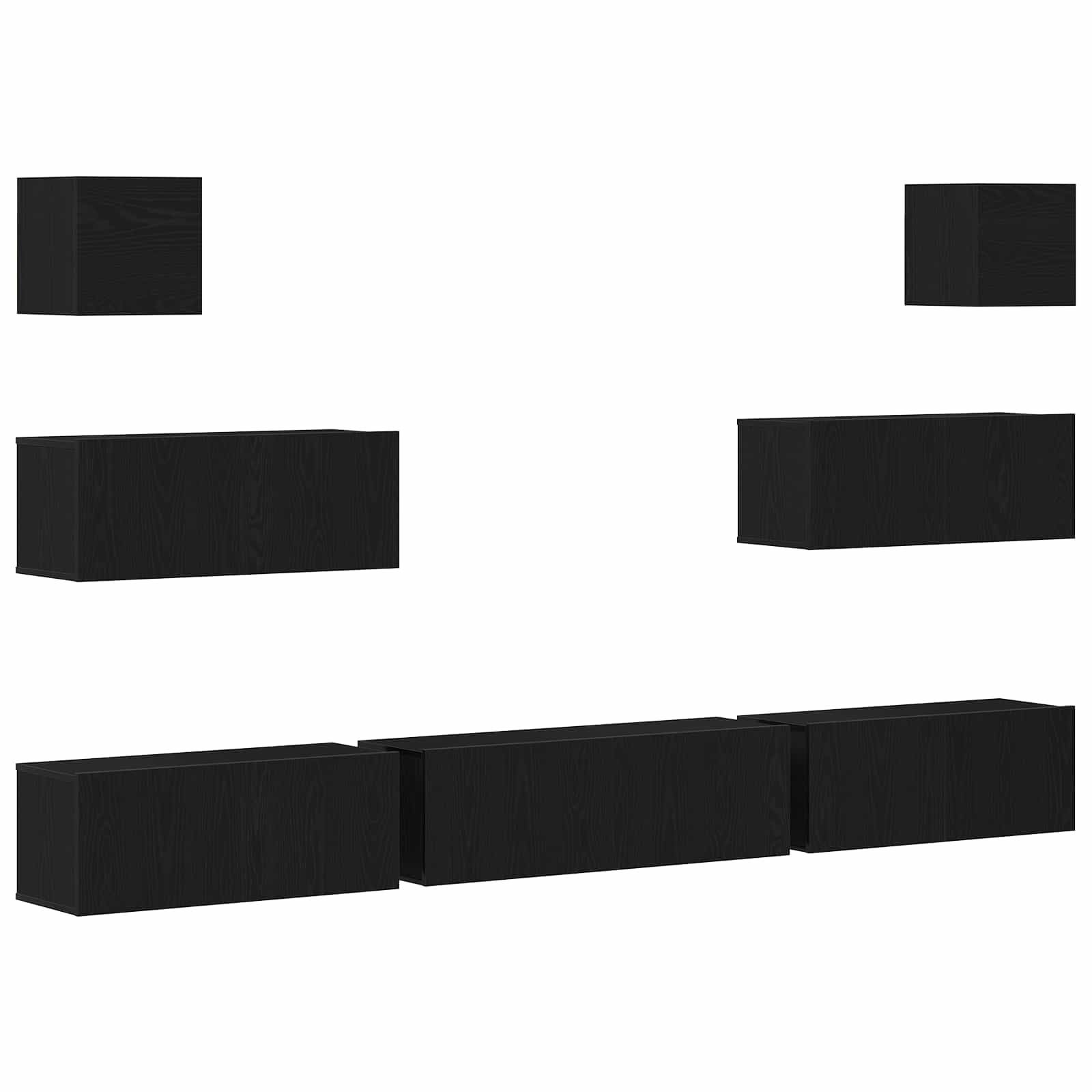 vidaXL TV-Schrankset 7 pcs Schwarz Eichen-Optik 100 x 30 x 30 cm