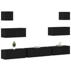 vidaXL TV-Schrankset 7 pcs Schwarz Eichen-Optik 100 x 30 x 30 cm