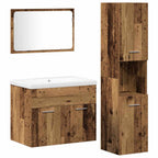 vidaXL Badezimmermöbel-Set mit Regal mit Tür 4 pcs Braun Holzwerkstoff