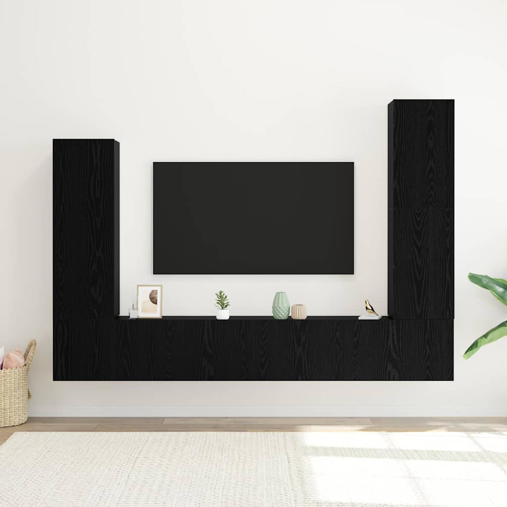vidaXL TV-Schrankset 4 pcs Schwarz Eichen-Optik Holzwerkstoff