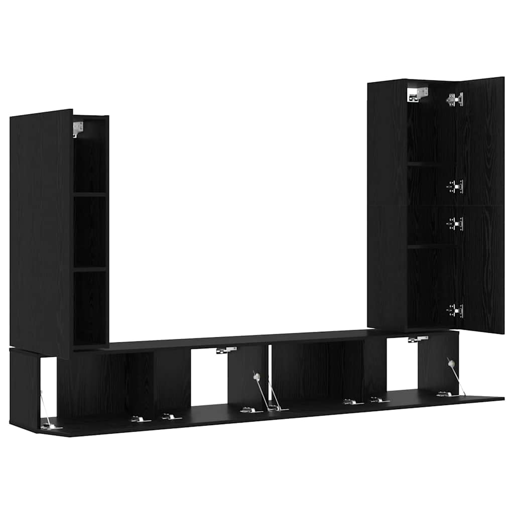 vidaXL TV-Schrankset 4 pcs Schwarz Eichen-Optik Holzwerkstoff
