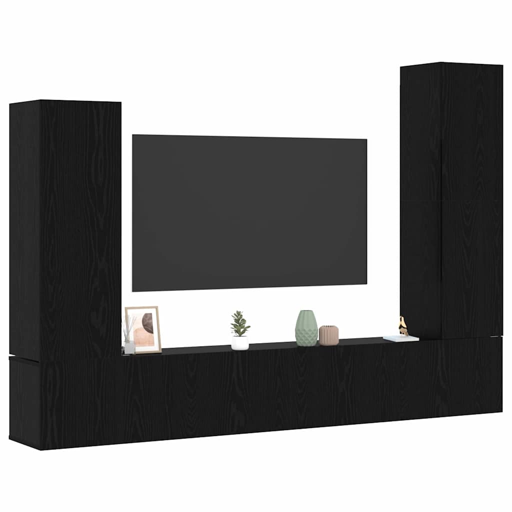 vidaXL TV-Schrankset 4 pcs Schwarz Eichen-Optik Holzwerkstoff