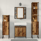vidaXL Badezimmermöbel Set mit Regal 4 pcs Braun 33 x 33 x 185.5 cm