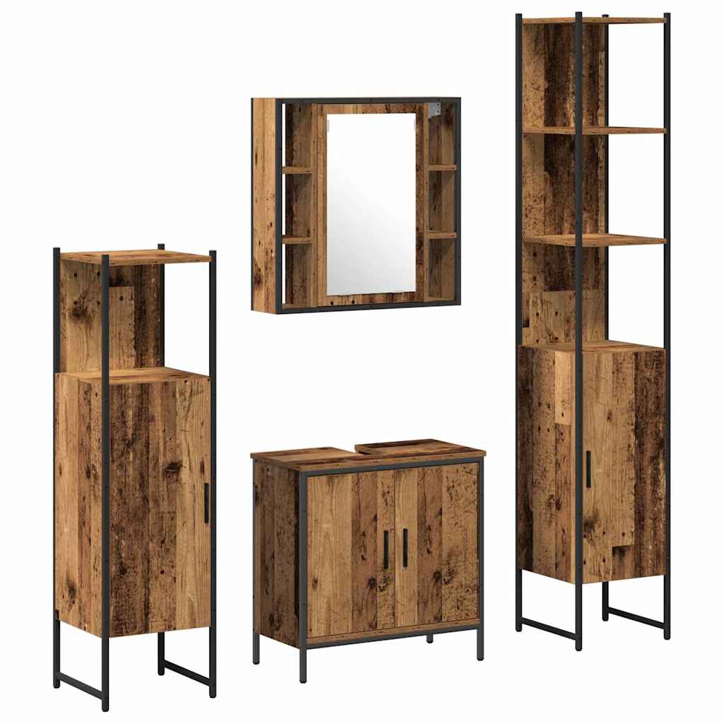 vidaXL Badezimmermöbel Set mit Regal 4 pcs Braun 33 x 33 x 185.5 cm