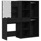 vidaXL LED Schminktisch Set Schwarz Eichen-Optik 140 x 40 x 140 cm