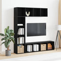 vidaXL Bücherregal 3 pcs Schwarz Eichen-Optik 36 x 30 x 143 cm