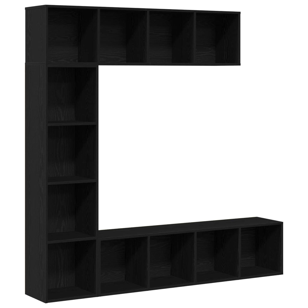 vidaXL Bücherregal 3 pcs Schwarz Eichen-Optik 36 x 30 x 143 cm