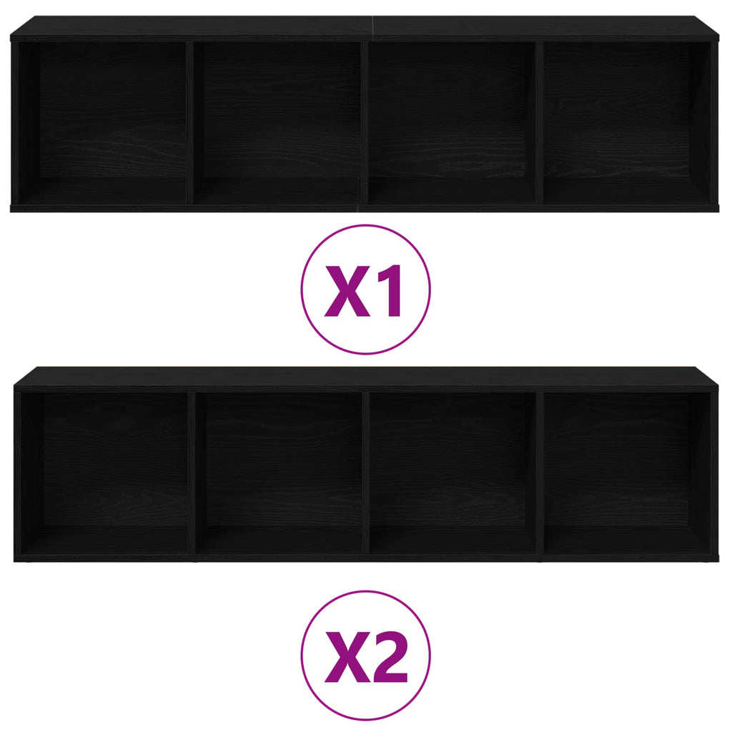 vidaXL Bücherregal 3 pcs Schwarz Eichen-Optik 36 x 30 x 143 cm