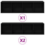 vidaXL Bücherregal 3 pcs Schwarz Eichen-Optik 36 x 30 x 143 cm