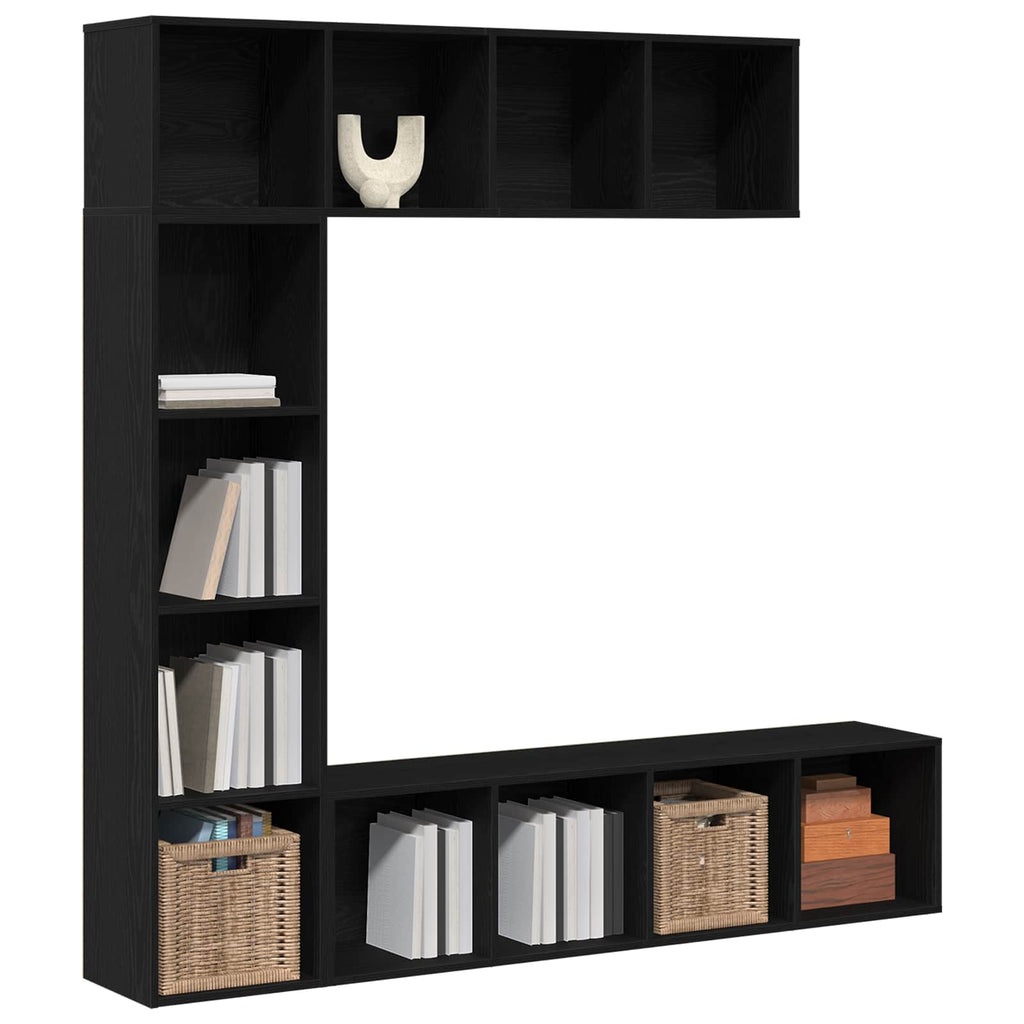 vidaXL Bücherregal 3 pcs Schwarz Eichen-Optik 36 x 30 x 143 cm