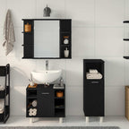 vidaXL Badezimmermöbel-Set mit Regal 3 pcs Schwarz 30 x 30 x 99,5 cm