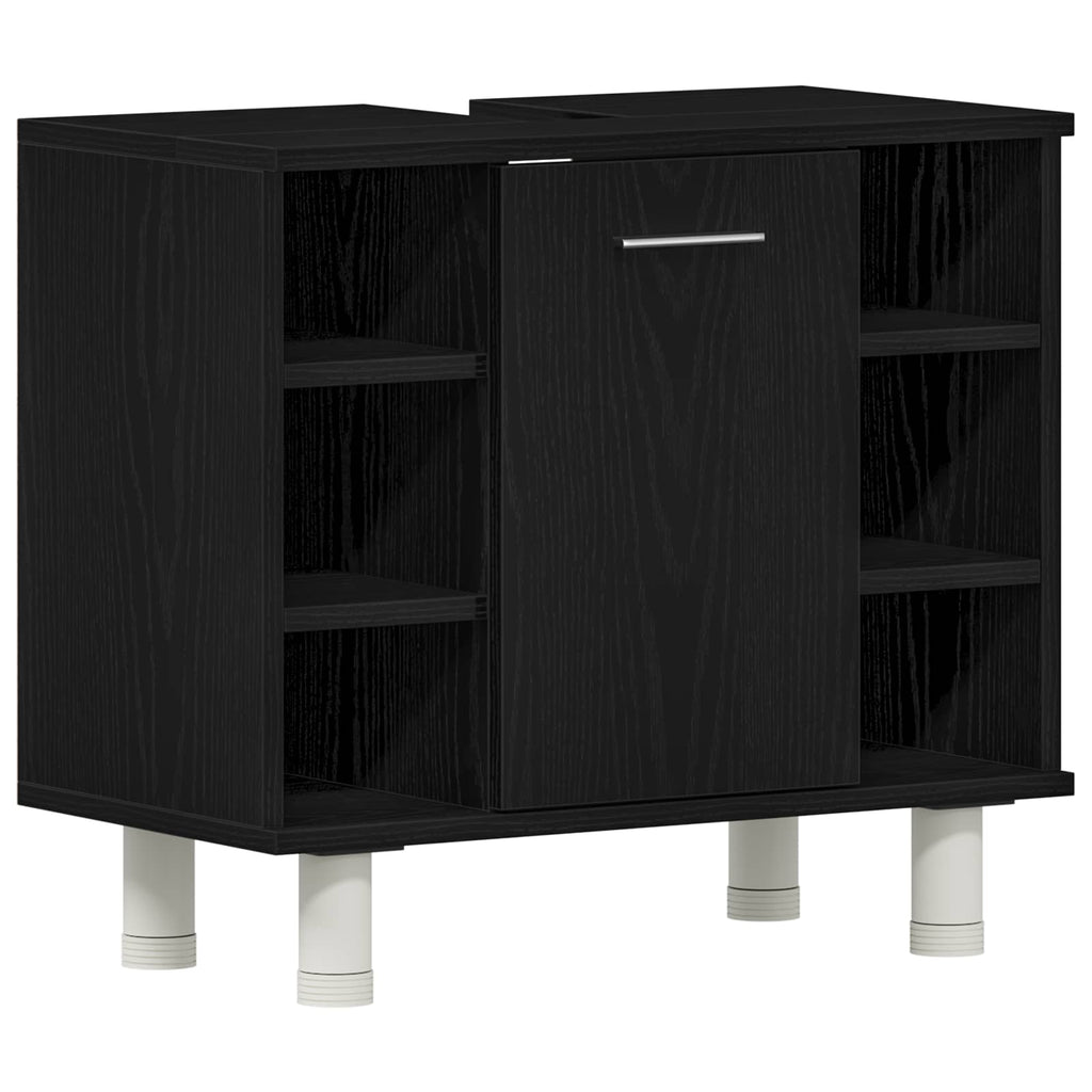 vidaXL Badezimmermöbel-Set mit Regal 3 pcs Schwarz 30 x 30 x 99,5 cm