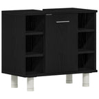 vidaXL Badezimmermöbel-Set mit Regal 3 pcs Schwarz 30 x 30 x 99,5 cm