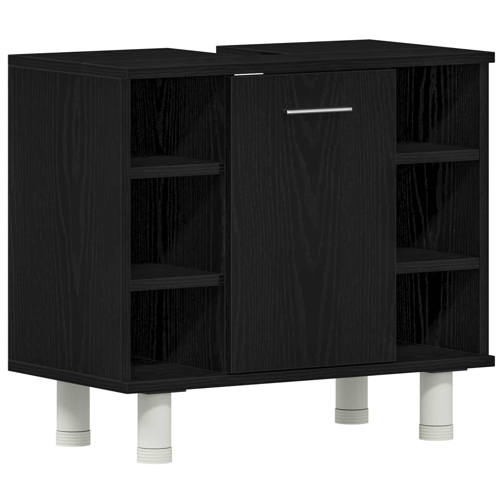 vidaXL Badezimmermöbel-Set mit Regal 3 pcs Schwarz 30 x 30 x 99,5 cm