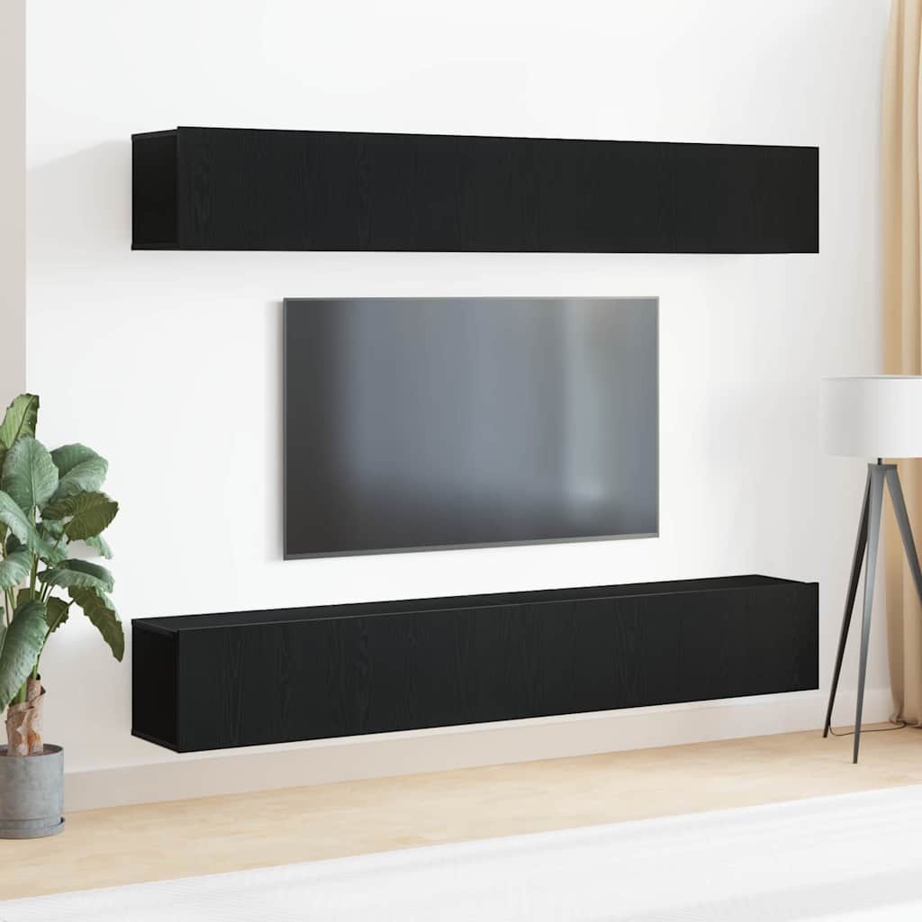 vidaXL TV-Schrankset 4 pcs Schwarz Eichen-Optik 100 x 30 x 30 cm