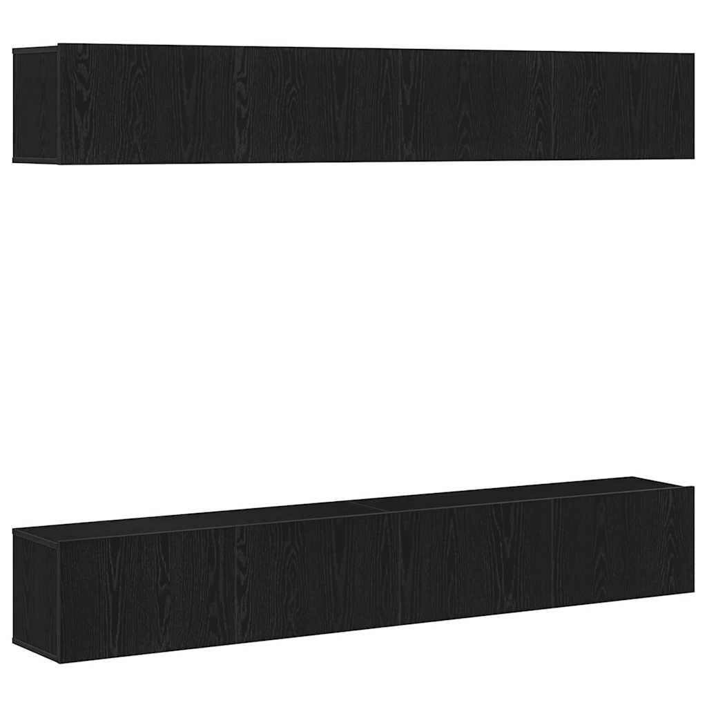 vidaXL TV-Schrankset 4 pcs Schwarz Eichen-Optik 100 x 30 x 30 cm