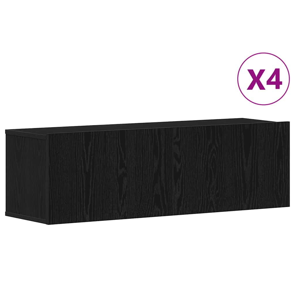 vidaXL TV-Schrankset 4 pcs Schwarz Eichen-Optik 100 x 30 x 30 cm