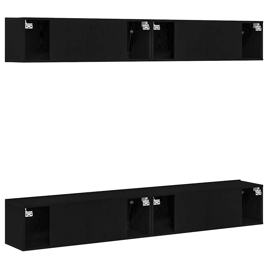 vidaXL TV-Schrankset 4 pcs Schwarz Eichen-Optik 100 x 30 x 30 cm