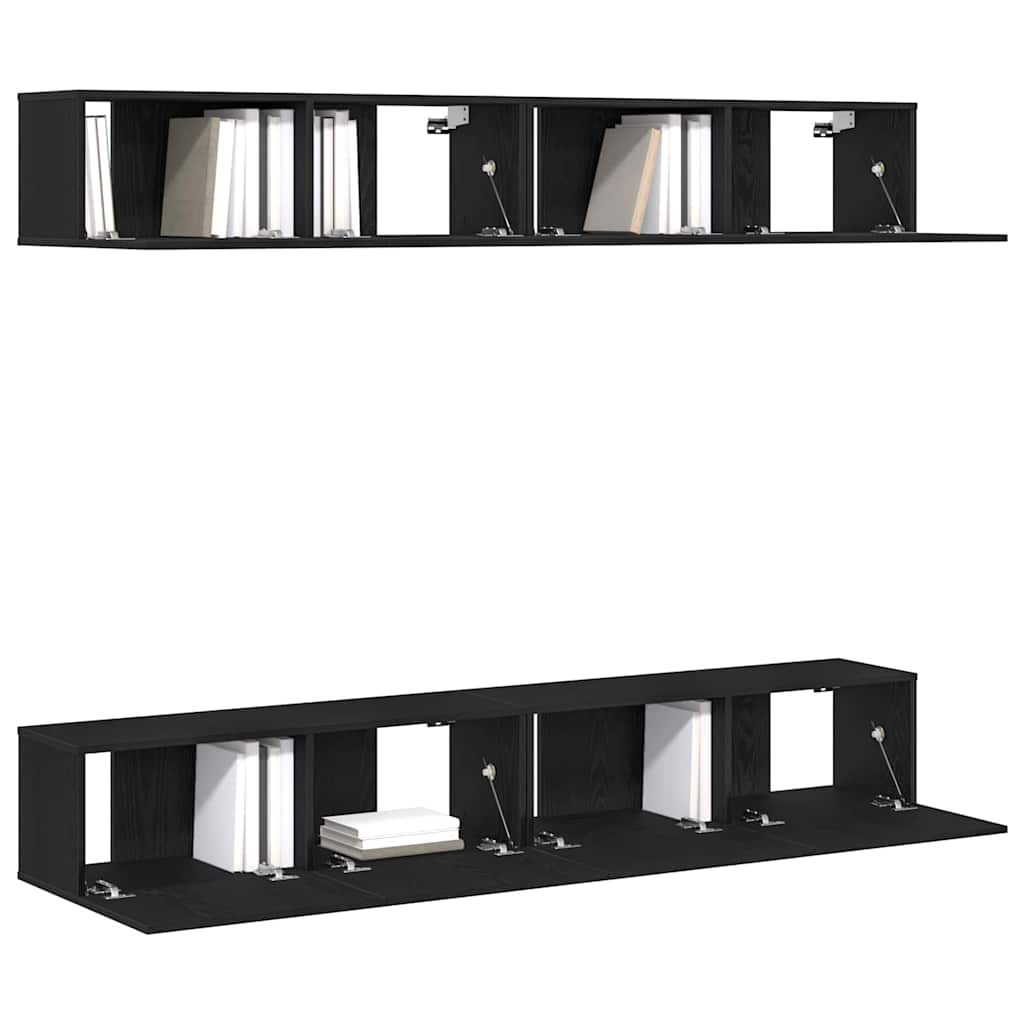 vidaXL TV-Schrankset 4 pcs Schwarz Eichen-Optik 100 x 30 x 30 cm