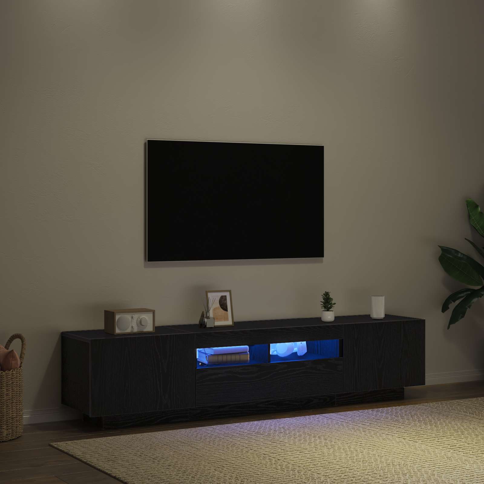 vidaXL TV-Schrankset 2 pcs Schwarz 180 x 35 x 40 cm Holzwerkstoff