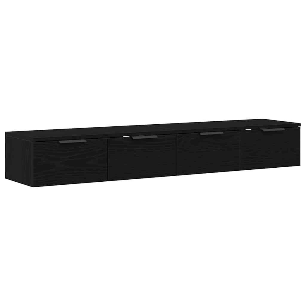vidaXL Wandmontierter Schrank 2 pcs Schwarz Eichen-Optik Holzwerkstoff