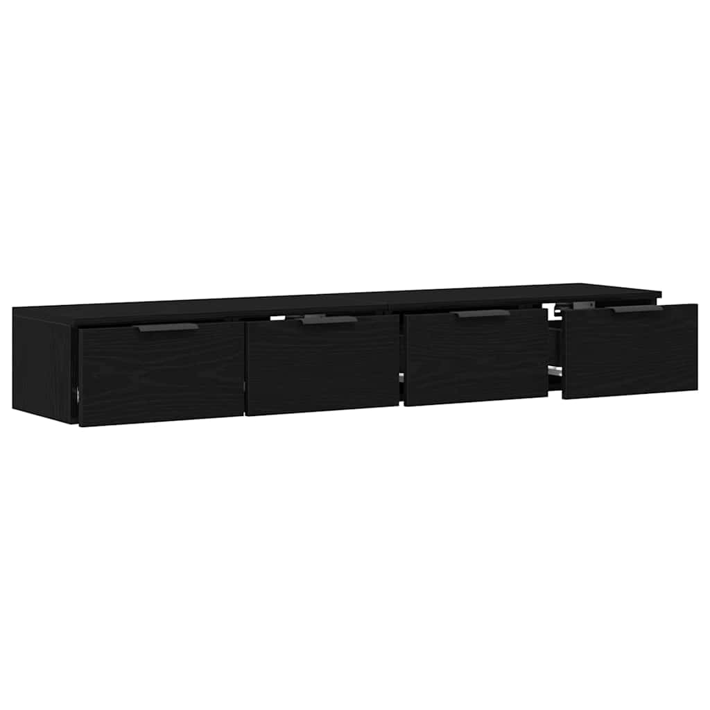 vidaXL Wandmontierter Schrank 2 pcs Schwarz Eichen-Optik Holzwerkstoff