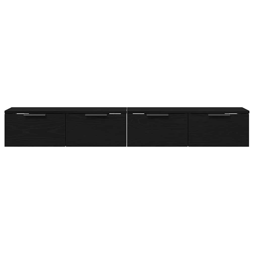 vidaXL Wandmontierter Schrank 2 pcs Schwarz Eichen-Optik Holzwerkstoff