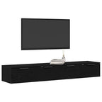 vidaXL Wandmontierter Schrank 2 pcs Schwarz Eichen-Optik Holzwerkstoff