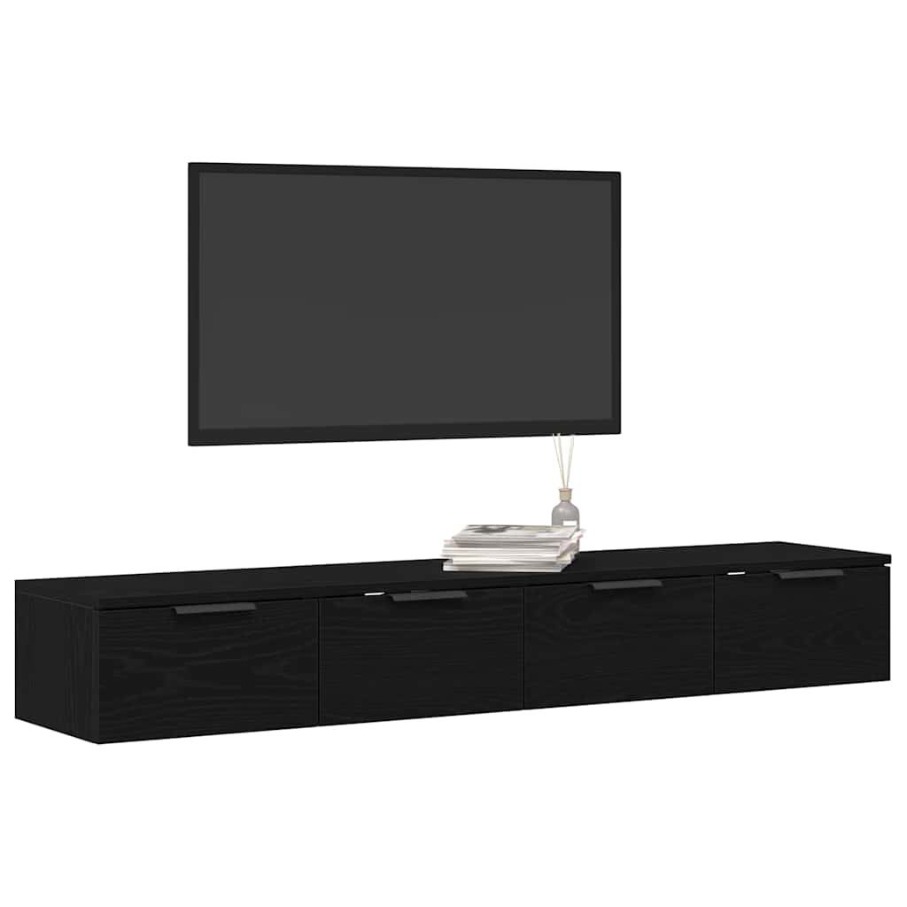 vidaXL Wandmontierter Schrank 2 pcs Schwarz Eichen-Optik Holzwerkstoff