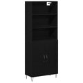 vidaXL Highboard 2 pcs Schwarz Eichen-Optik Holzwerkstoff