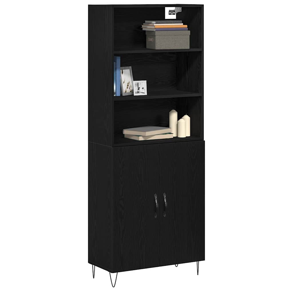 vidaXL Highboard 2 pcs Schwarz Eichen-Optik Holzwerkstoff