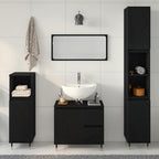 vidaXL Badezimmermöbel-Set 3 pcs Schwarz Eichen-Optik 30 x 30 x 190 cm
