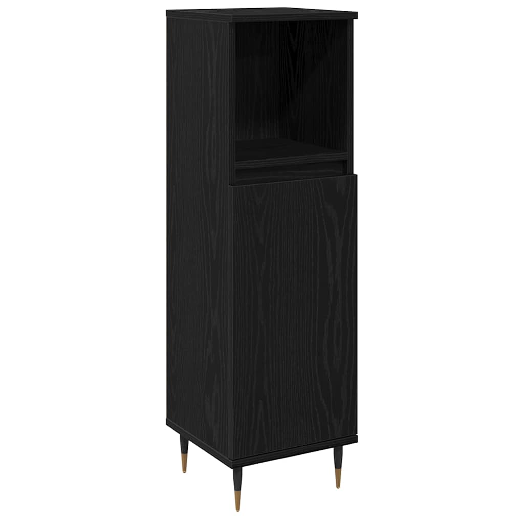 vidaXL Badezimmermöbel-Set 3 pcs Schwarz Eichen-Optik 30 x 30 x 190 cm