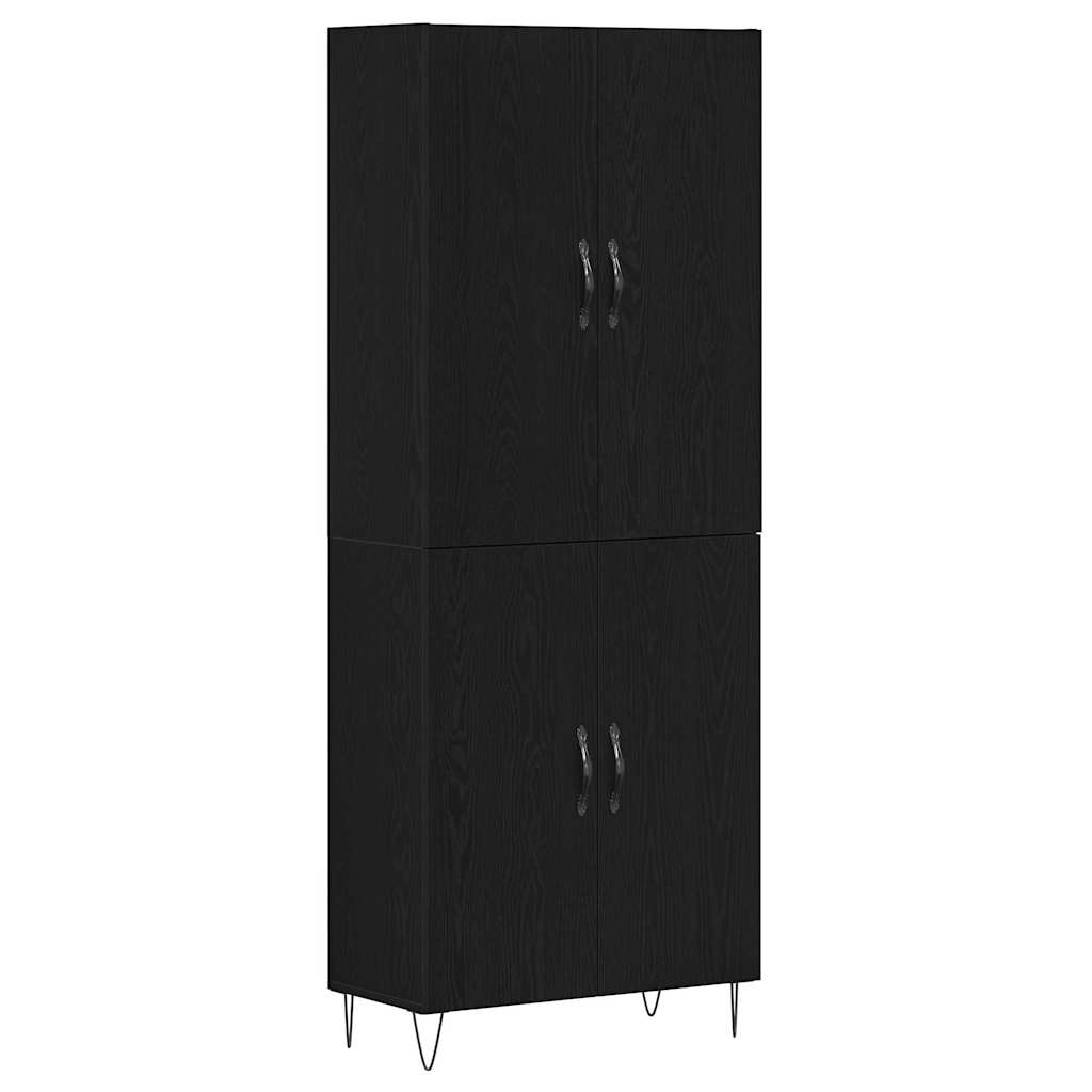 vidaXL Highboard 2 pcs Schwarz Eichen-Optik Ingenieurholz und Glas