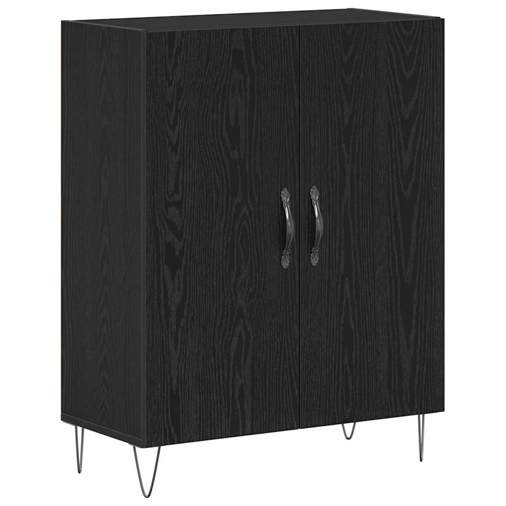 vidaXL Highboard 2 pcs Schwarz Eichen-Optik Ingenieurholz und Glas