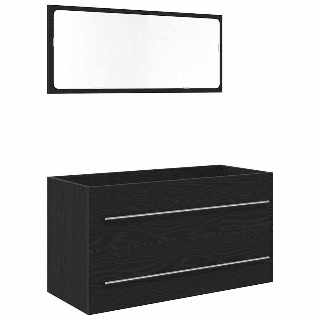 vidaXL Waschbeckenschrank mit Schubladen 3 pcs Schwarz Eichen-Optik