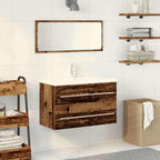 vidaXL Waschbeckenschrank mit Schubladen Altholz 80 x 38,5 x 48 cm