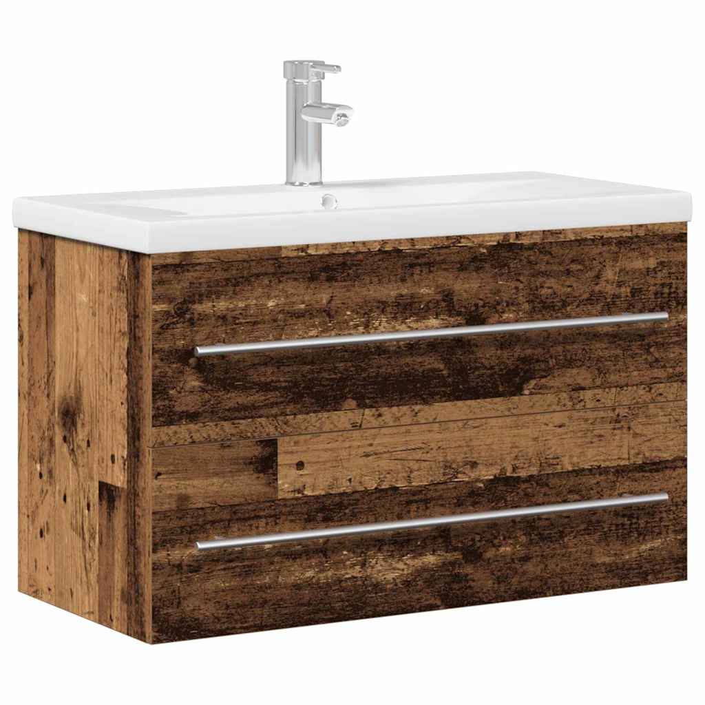 vidaXL Waschbeckenschrank mit Schubladen Altholz 80 x 38,5 x 48 cm