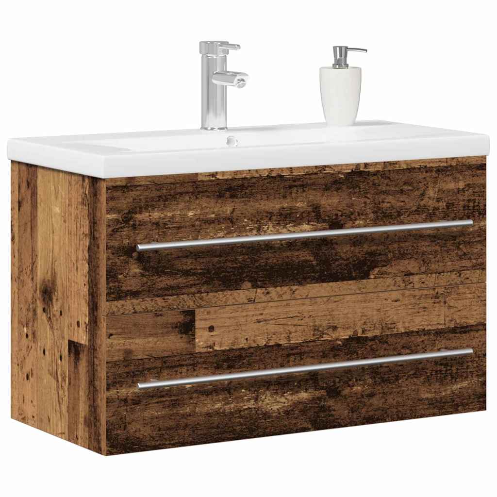 vidaXL Waschbeckenschrank mit Schubladen Altholz 80 x 38,5 x 48 cm