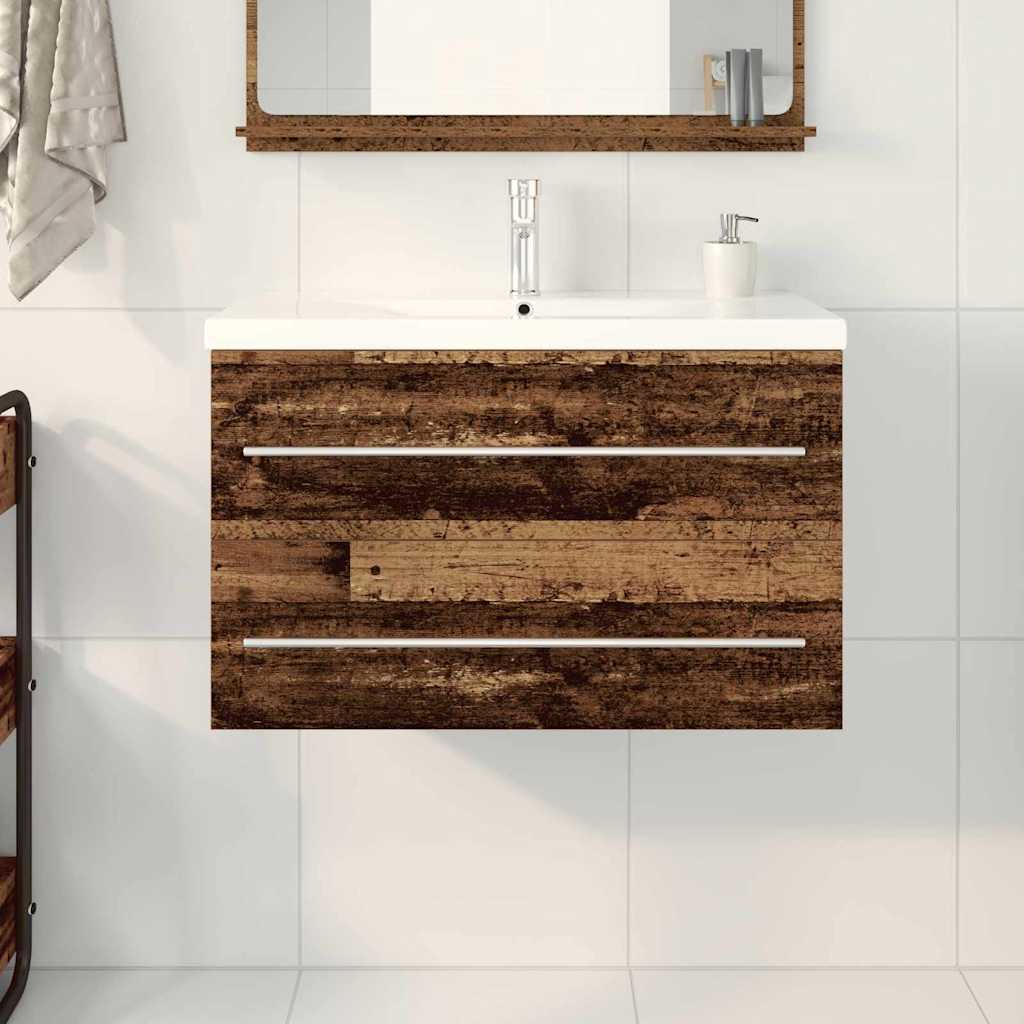 vidaXL Waschbeckenschrank Wandmontiert 2 pcs Altholz 80 x 38,5 x 48 cm