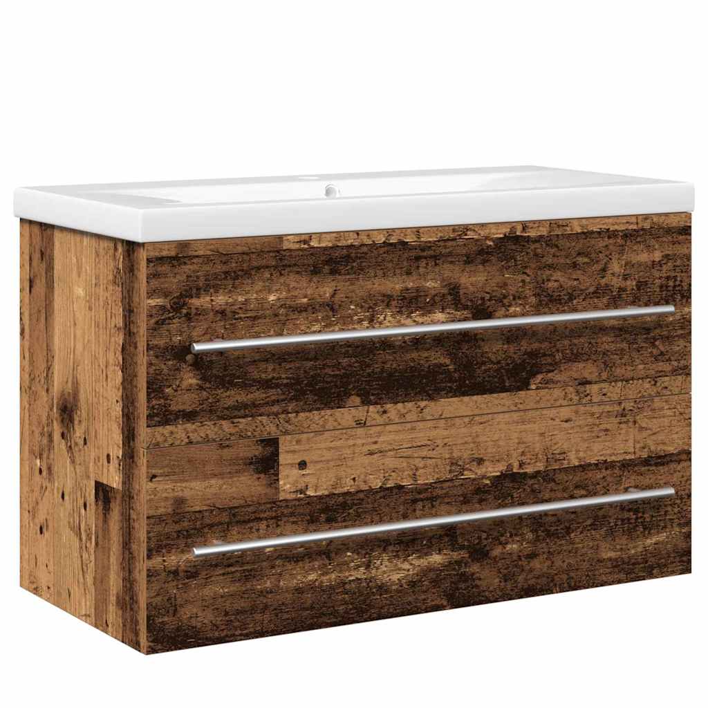 vidaXL Waschbeckenschrank Wandmontiert 2 pcs Altholz 80 x 38,5 x 48 cm