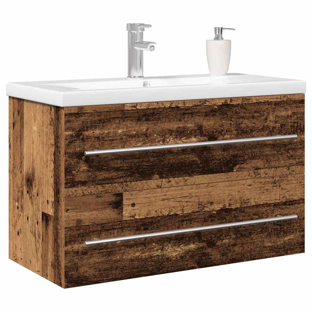vidaXL Waschbeckenschrank Wandmontiert 2 pcs Altholz 80 x 38,5 x 48 cm