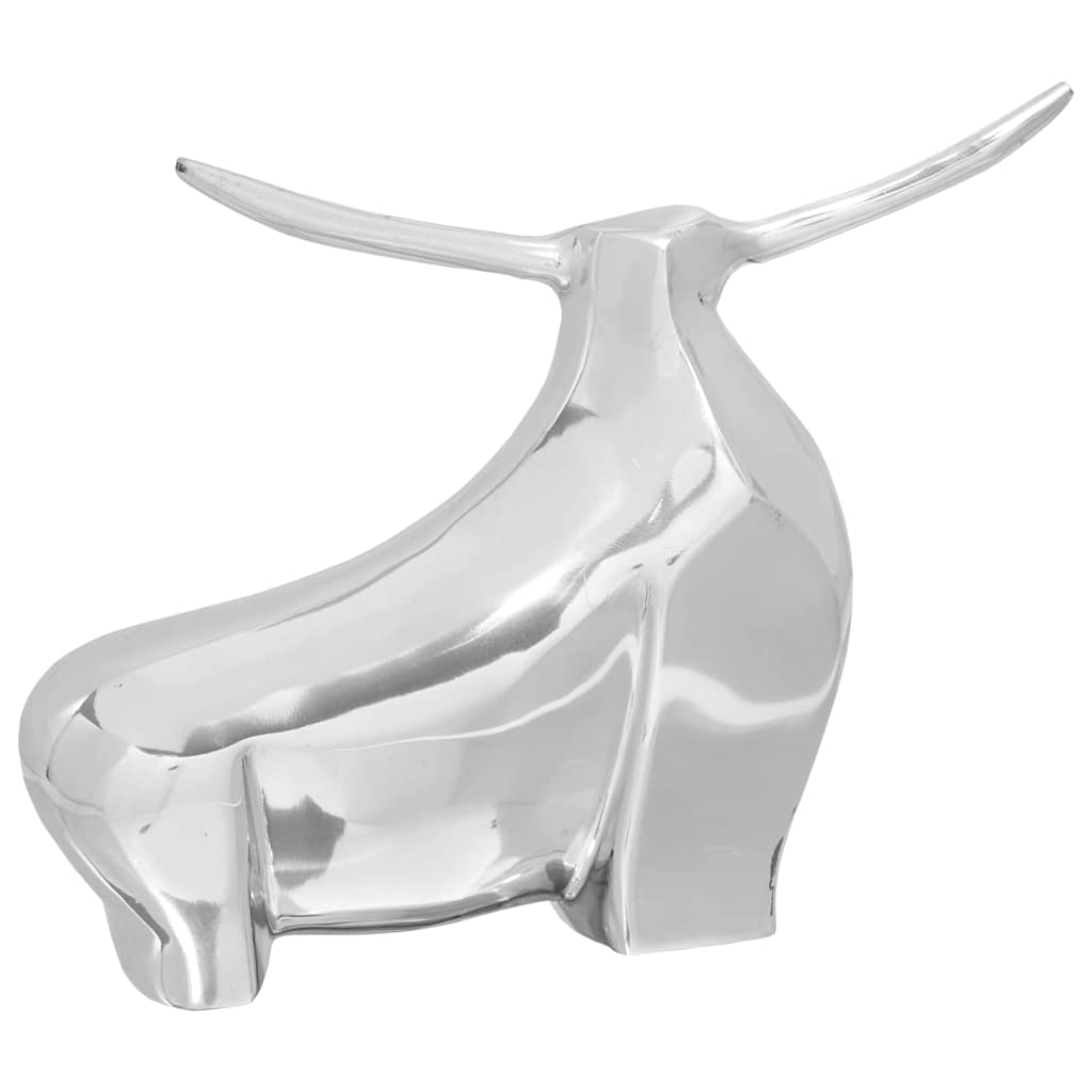 vidaXL Stierskulptur Silber 37 x 44 x 17 cm Aluminium