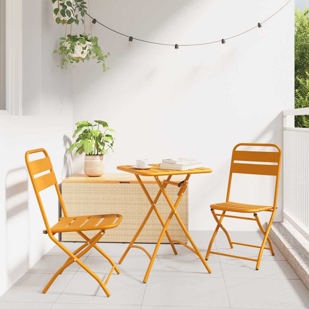 vidaXL Gartenklappstuhl 2 pcs Senf 42 x 52 x 82 cm