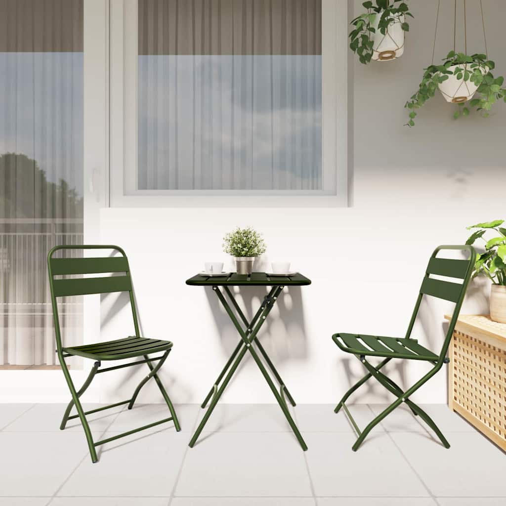 vidaXL Bistrogarnitur 3 pcs Grün Stahl