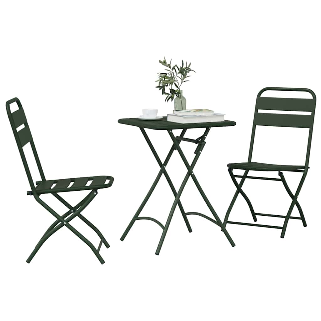 vidaXL Bistrogarnitur 3 pcs Grün Stahl